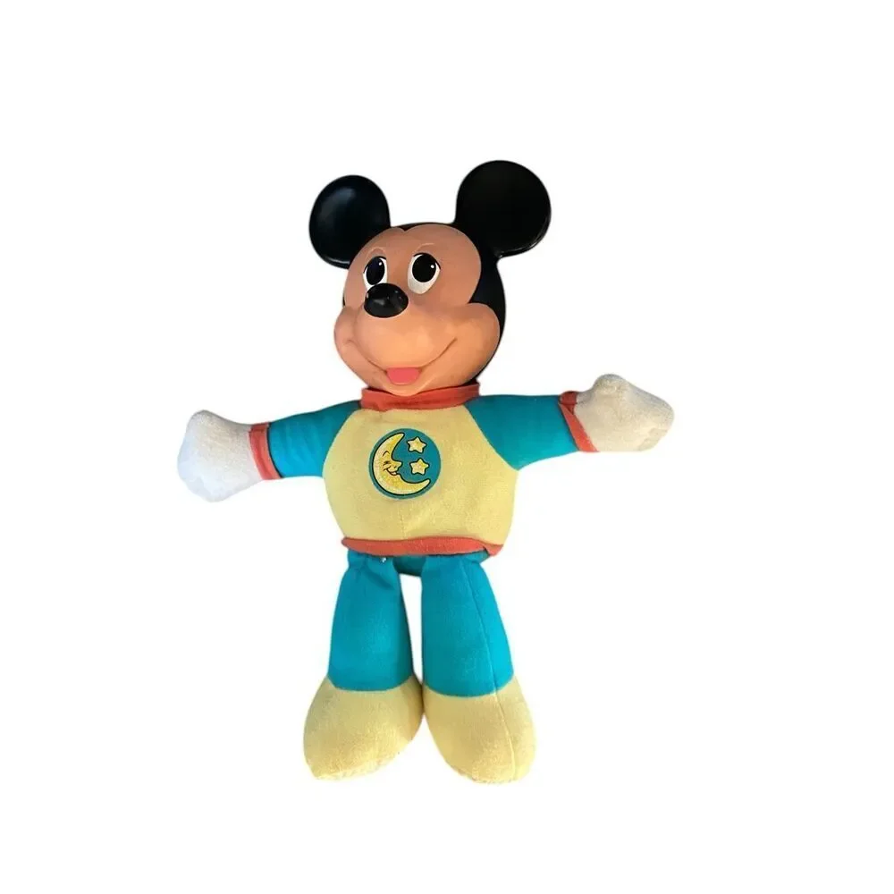 Vintage 1990 Mickey Mouse Plush Toy Mattel Disney Pajamas Star Moon Sleep